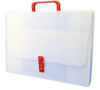 Cartellina, Valigetta in polionda, polipropilene alveolare, valigetta da disegno, colore bianco/trasparente con manico e chiusura colorati, colori assortiti misura 26x36x5,5 centimetri.