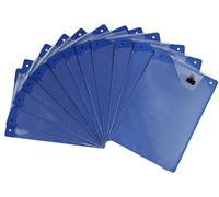 Cartelline per officina, 12 pezzi, formato A4, in plastica PP infrangibile, con custodia per chiavi auto (blu)