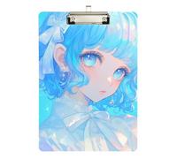 Cartelline portablocco in plastica rigida blu glitterate per ragazze anime per insegnanti di quinta elementare, dimensioni 9 x 12