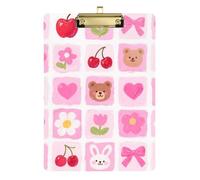 Cartelline portablocco per infermieri, formato A4, con motivo floreale e fragola, rosa, trasparente, per polizia, ufficio, infermiere, allenatori di calcio, dimensioni 23,5 x 30,5 cm