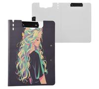 Cartelline portablocco pieghevoli con capelli colorati per ragazze, formato A4, orizzontali e verticali, doppia clip, per scuola, con copertina
