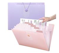 Cartelline Portadocumenti A4 Espandibile,2 Pezzi Raccoglitore di Documenti con 12 Tasche Organizzatore Portatile di Documenti con Etichette per Ufficio, Scuola, Casa