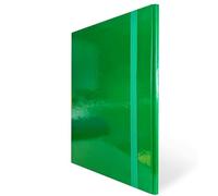 Cartelline Portadocumenti con Elastico Piatto 5 Pezzi Dorso 1,5cm Cartellina 3 Lembi Rigida con Elastico in Cartone Plastificato Lucido per Ufficio, Scuola o Studio Made in Italy Verde