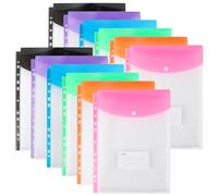 Cartelline portadocumenti in plastica A4 con tasche perforate, cartelle espansive con 11 fori per raccoglitori a 2/3/4 anelli con portadocumenti trasparenti a foglia libera con bottone a pressione e