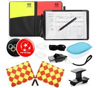 Cartellini Arbitro Calcio Kit, Fischietti Arbitro con PVC Carta Giallo-Rossa, Clip per Fischietto, Bandiera dell'Arbitro di Calcio, Moneta Arbitro, Accessori per Arbitri di Calcio per Giochi Sportivi