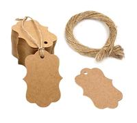 Cartellino del Prezzo, 100 Pezzi 5 x 3 cm Mini Etichette dei Prezzi con 20 m Corda di Iuta, Cartellino Etichette di Vestiti Cartellini Vuoti Scrivibili Gioielli Etichette Abbigliamento Regalo Tag