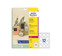 Cartellini stampabili resistenti 190µ Ø60mm 10fg(12cart/fg) bianco Avery