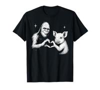 Cartello a Forma di Cuore, Motivo: Mini Maialino Bigfoot Sasquatch, Pet Lover Maglietta