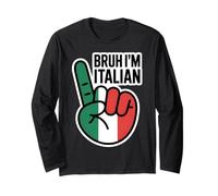 Cartello a Mano con Scritta Bruh I'm Italian Funny Citation (Lingua Italiana Non Garantita) Maglia a Manica
