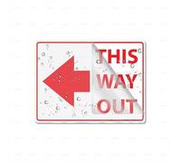 Cartello acrilico This Way Out Left di lunga durata con forte nastro adesivo pulito sul retro - 15,2 x 20,3 cm