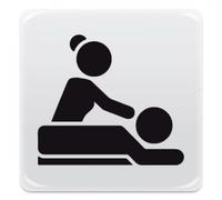 Cartello Adesivo Centro Massaggi - Pittogramma adesivo effetto lente di formato mm. 95x95, realizzati in pvc adesivo bianco e stampati attraverso tecnica serigrafica