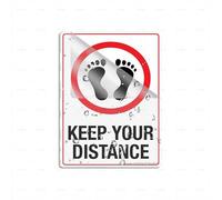 Cartello adesivo in plastica acrilica con scritta "Keep Your Distance Foot", 15,2 x 20,3 cm, per ufficio/affari, facile da applicare