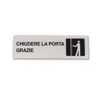 Cartello adesivo rigido chiudere la porta 15x5 cm