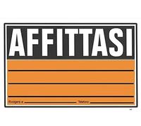 Cartello AFFITTASI da Esterno Plastificato 30 x 20 cm Visibile a Distanza e in Altezza, con scritta Rivolgersi a… Telefono… (Bianco-Arancio fluo/nero)
