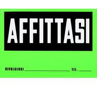 Cartello AFFITTASI Plastificato 23 x 32 Cm per visibilità Distanza. con Scritta Rivolgersi... e Telefono. Verde.