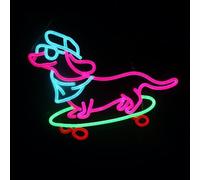 Cartello al neon con cane bassotto, insegna al neon con skateboard bassotto, luce a LED per skateboarder, cane bassotto, luce al neon, stanza dei giochi per bambini, decorazione da parete, regalo di
