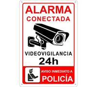 Cartello allarme collegato segnale videosorveglianza avviso alla polizia in alluminio 3 mm (cm 20 x 15, cartello allarme collegato)