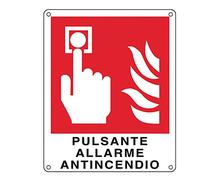 CARTELLO ALLUMINIO 12x14,5cm 'PULSANTE ALLARME ANTINCENDIO'' CARTELLI SEGNALATORI