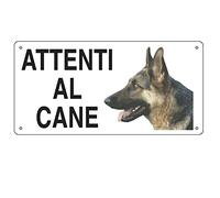 CARTELLO ALLUMINIO 25x12,5cm ' ATTENTI AL CANE''