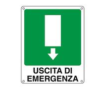 CARTELLI SEGNALATORI - 20107X - Cartello segnalatore - 25x31 cm - USCITA DI EMERGENZA - alluminio - Cartelli Segnalatori - 76909 - Conf. da 1 Pz. - 20107X