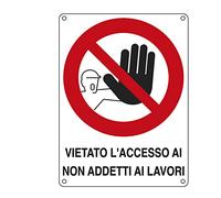 CARTELLI SEGNALATORI - 621202X - Cartello segnalatore - 27x37 cm - VIETATO L'ACCESSO AI NON ADDETTI AI LAVORI - alluminio - Cartelli Segnalatori - 76893 - Conf. da 1 Pz. - 621202X