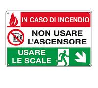 CARTELLO ALLUMINIO 30x20cm 'In caso di incendio non usare l'