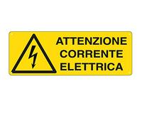 CARTELLO ALLUMINIO 35x12,5cm ' ATTENZIONE CORRENTE ELETTRICA'