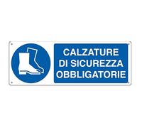 CARTELLO ALLUMINIO 35x12,5cm ' Calzatura di sicurezza obbliga