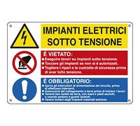 CARTELLO ALLUMINIO 50x33,3cm 'Impianti elettrici/E' vietato./ E' obbligato' CARTELLI SEGNALATORI