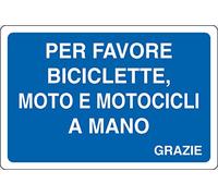 Cartello Alluminio cm 18x12 per Favore Biciclette, Moto E MOTOCICLI A Mano Grazie