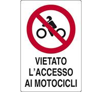cartello alluminio cm 30x20 VIETATO L'ACCESSO AI MOTOCICLI
