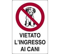 cartello alluminio cm 30x20 VIETATO L'INGRESSO AI CANI