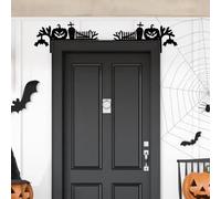Cartello angolare per porta di Halloween, decorazione per porta, in legno, con cornice Dooor, autoadesivo, per casa, soggiorno, decorazione per il castello di zucca, decorazioni per Halloween