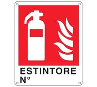 Cartello antincendio 25x31 cm Cartelli Segnalatori"Estintore N°"