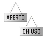 Cartello Aperto-Chiuso 17,5x6,5cm Alluminio anondizzatto con catena in metallo 31212-E