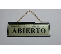 Cartello aperto/chiuso in ottone, 235 x 75 mm, con orario