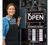Cartello aperto - double face store hours Signs for Business | Open and Closed Signs for Shops | Hanging Opening and Closed Sign With Hours, Decorative Welcome Boards Business