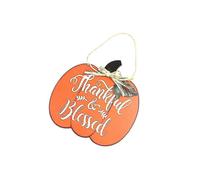 Cartello appeso in legno con scritta "Ringraziamento, ringraziamento e benedizione, zucca", decorazione