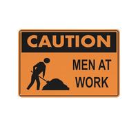 Cartello arancione con scritta "Caution Men At Work", 30,5 x 20,3 cm, in alluminio, riflettente, segnaletica di avvertimento con simbolo, per uso interno ed esterno
