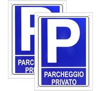 Cartello Area PARCHEGGIO PRIVATO 2 Pezzi - 20x30cm - PVC Ultra Resistente - Fori preforati - Impermeabili, Resistenti al Sole, non Facilmente Deformabili (Segnaletico-20)