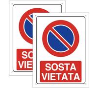 Cartello Area SOSTA VIETATA 2 Pezzi - 20x30cm - PVC Ultra Resistente - Fori preforati - Impermeabili, Resistenti al Sole, non Facilmente Deformabili (Segnaletico-22)