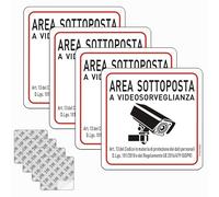 Cartello Area Videosorvegliata, 4 Pezzi Cartello Videosorveglianza, 15x15cm Adesivo GDPR, Cartello Videosorveglianza con Adesivo e Fori Preforati, Impermeabile,per Casa e Negozio, Interno ed Esterno