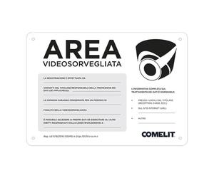 Cartello Area Videosorvegliata Comelit italiano bianco 43500C