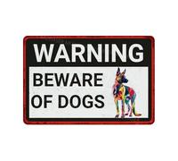 Cartello "Attenti ai cani" con cane Malinois belga, in alluminio e latta, p