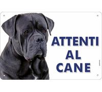 CARTELLO ATTENTI AL CANE CORSO IN METALLO ALLUMINIO 30X20 CM SPESSORE 3MM TARGA