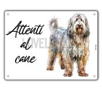 CARTELLO ATTENTI AL CANE IN METALLO, VARIE RAZZE, stampa UV, resistente alle intemperie, perfetta per uso esterno misure 15 x 20 o 20 x 30 (PASTORE BERGAMASCO, 15 x 20)