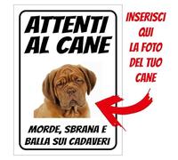 Cartello Attenti al Cane Personalizzato 18x25cm, Made in Italy - Attenti al Cane Targhetta Personalizzabile con Foto, Cartello in Forex Rigido 3mm - Protezione al Raggi UV e Colori Vividi - Morde