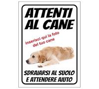 Cartello Attenti al Cane Personalizzato 18x25cm, Made in Italy - Attenti al Cane Targhetta Personalizzabile con Foto, Cartello in Forex Rigido 3mm - Protezione al Raggi UV e Colori Vividi - Sdraiarsi