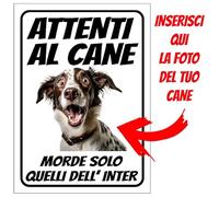 Cartello Attenti al Cane Personalizzato 18x25cm, Made in Italy - Attenti al Cane Targhetta Personalizzabile con Foto, Cartello in Forex Rigido 3mm - Protezione al Raggi UV e Colori Vividi - Interista
