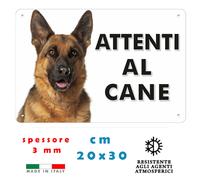 Cartello ATTENTI AL CANE - stampa UV -cm 30X20 - spessore 3 mm PASTORE TEDESCO